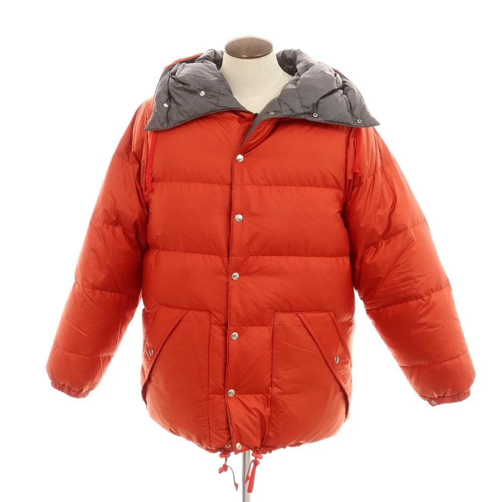【中古】ビームスプラス BEAMS PLUS ナイロン フーデッド ダウンジャケット レッドオレンジ【 L 】【 状態ランクB 】【 メンズ 】