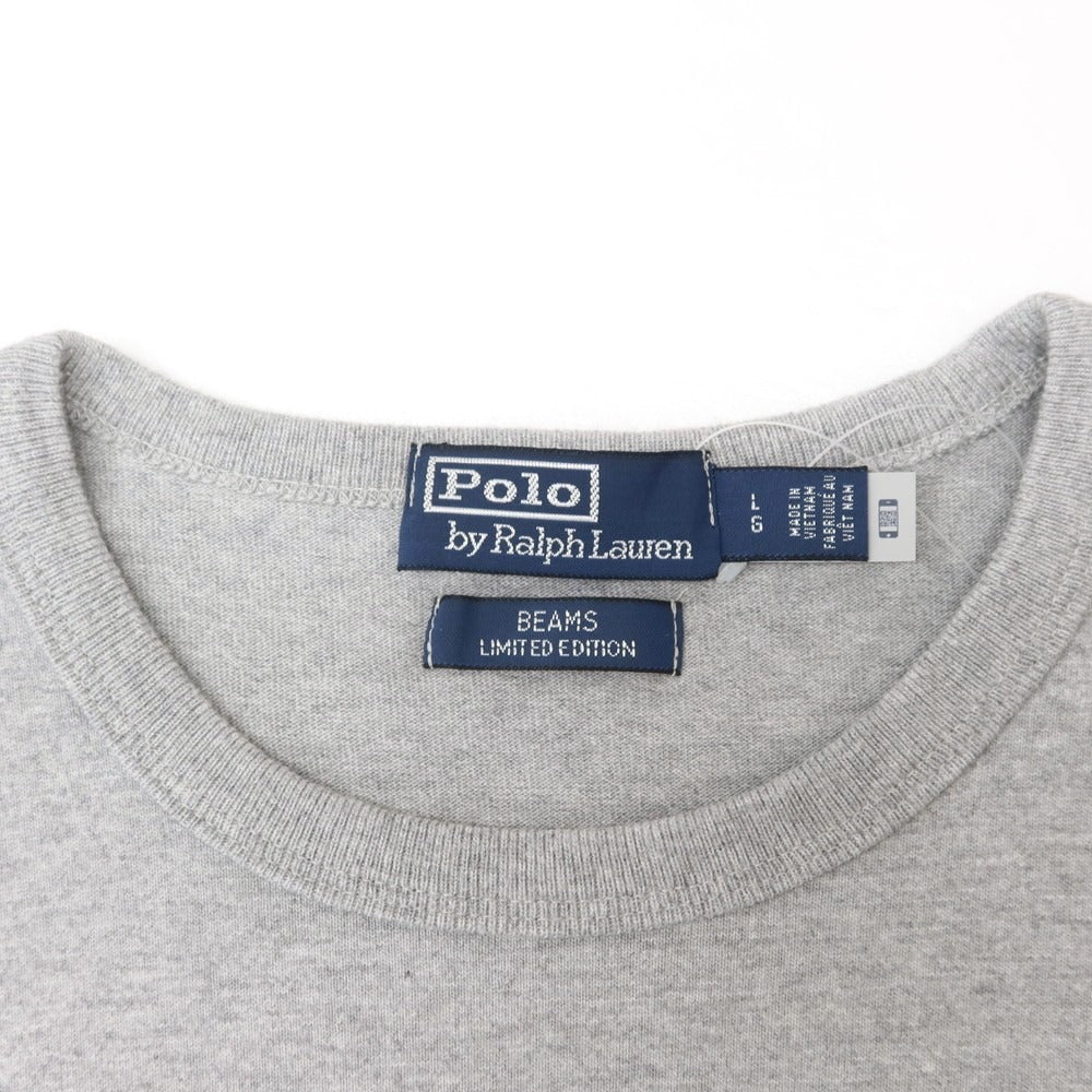 【中古】ポロ ラルフローレン Polo Ralph Lauren × BEAMS コットンレーヨン クルーネック 半袖Tシャツ ライトグレー【 L 】【 状態ランクB 】【 メンズ 】