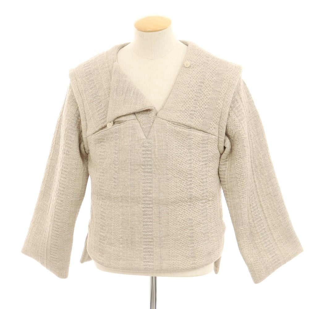 【中古】シーオール SEEALL コットン系 2way プルオーバー ニットジャケット ベージュxライトグレー【 38(紙タグ参照) 】【 状態ランクA 】【 メンズ 】