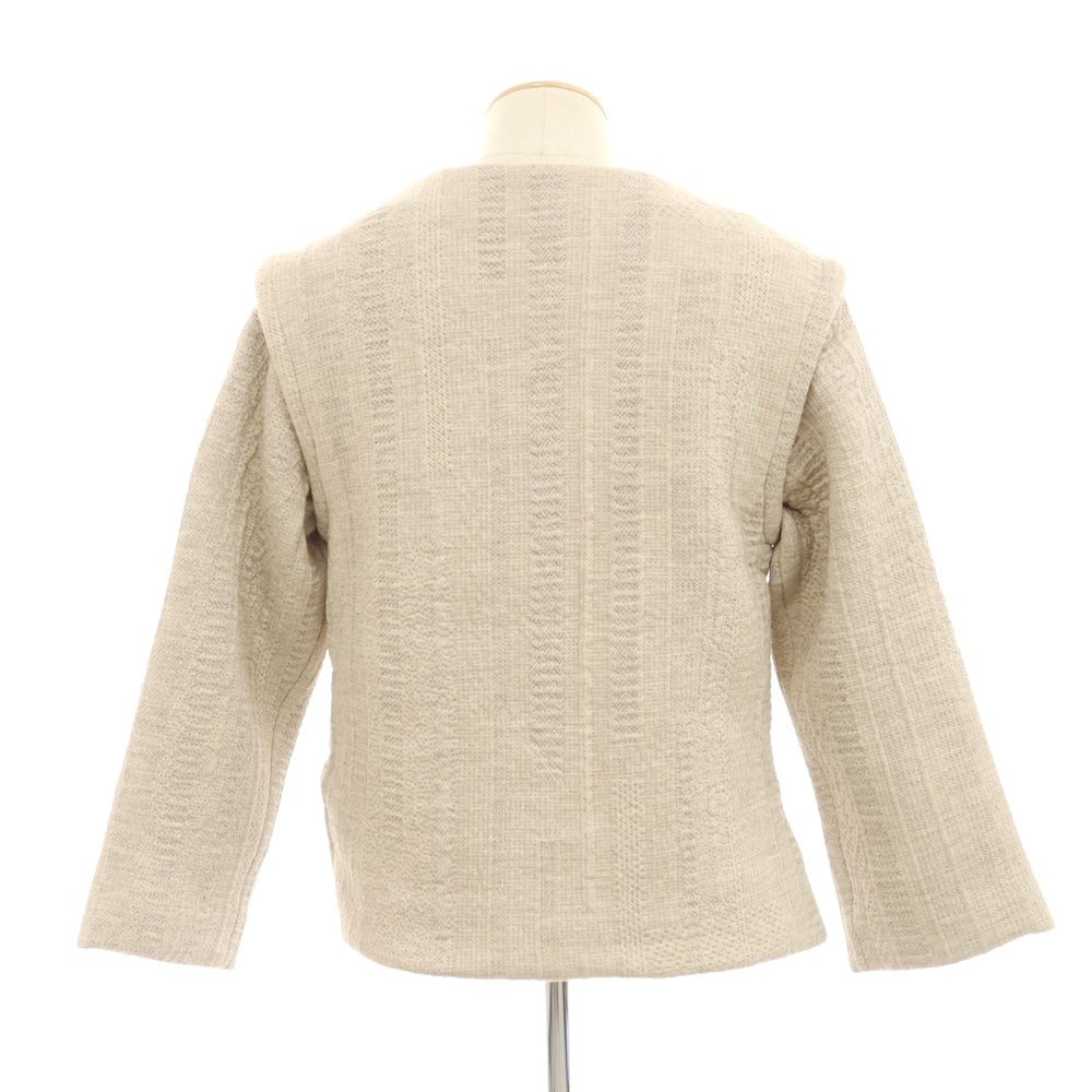 【中古】シーオール SEEALL コットン系 2way プルオーバー ニットジャケット ベージュxライトグレー【 38(紙タグ参照) 】【 状態ランクA 】【 メンズ 】