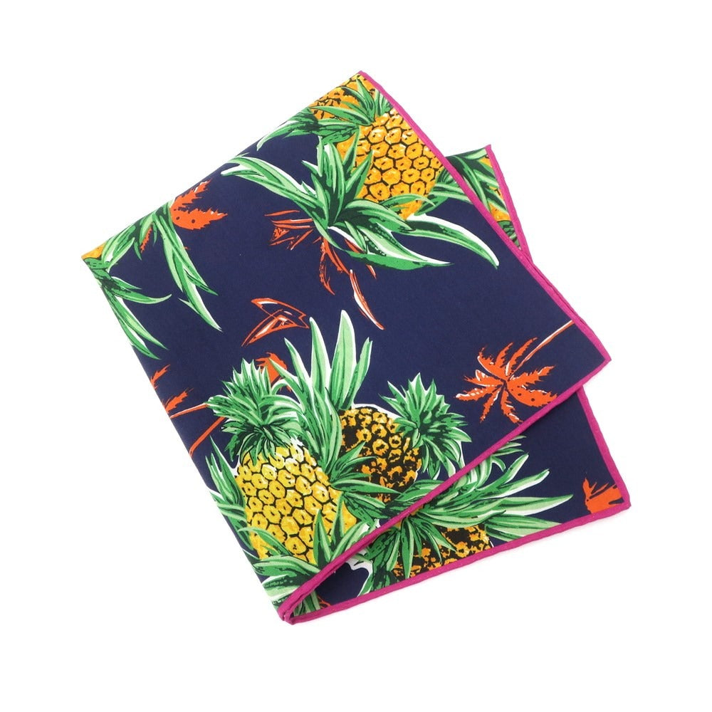 【中古】シーワード& スターン seaward&stearn コットンシルク ポケットチーフ ネイビーxグリーン【 状態ランクA 】【 メンズ 】