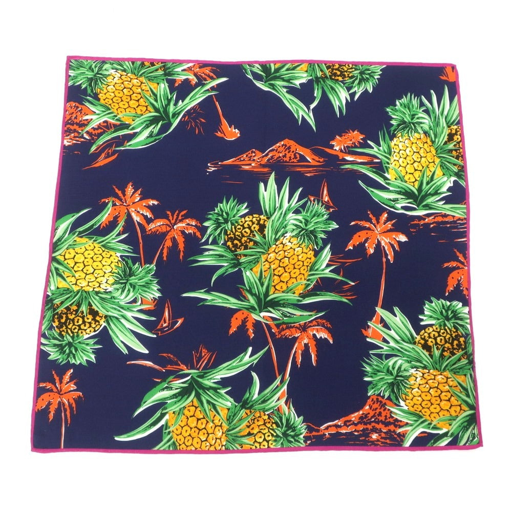 【中古】シーワード& スターン seaward&stearn コットンシルク ポケットチーフ ネイビーxグリーン【 状態ランクA 】【 メンズ 】