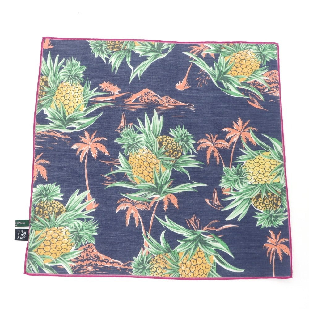 【中古】シーワード& スターン seaward&stearn コットンシルク ポケットチーフ ネイビーxグリーン【 状態ランクA 】【 メンズ 】