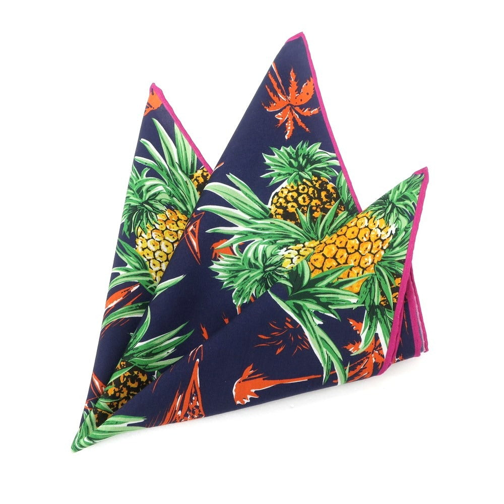 【中古】シーワード& スターン seaward&stearn コットンシルク ポケットチーフ ネイビーxグリーン【 状態ランクA 】【 メンズ 】