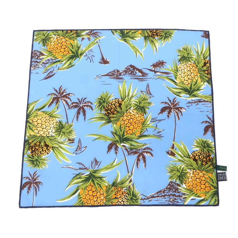 【中古】シーワード& スターン seaward&stearn コットンシルク ポケットチーフ ライトブルーxブラウン【 状態ランクB 】【 メンズ 】