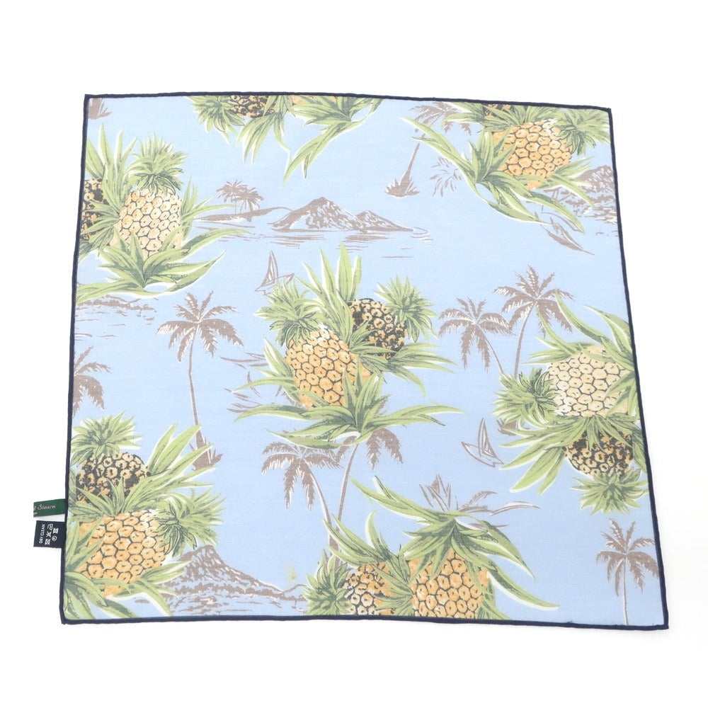 【中古】シーワード& スターン seaward&stearn コットンシルク ポケットチーフ ライトブルーxブラウン【 状態ランクB 】【 メンズ 】