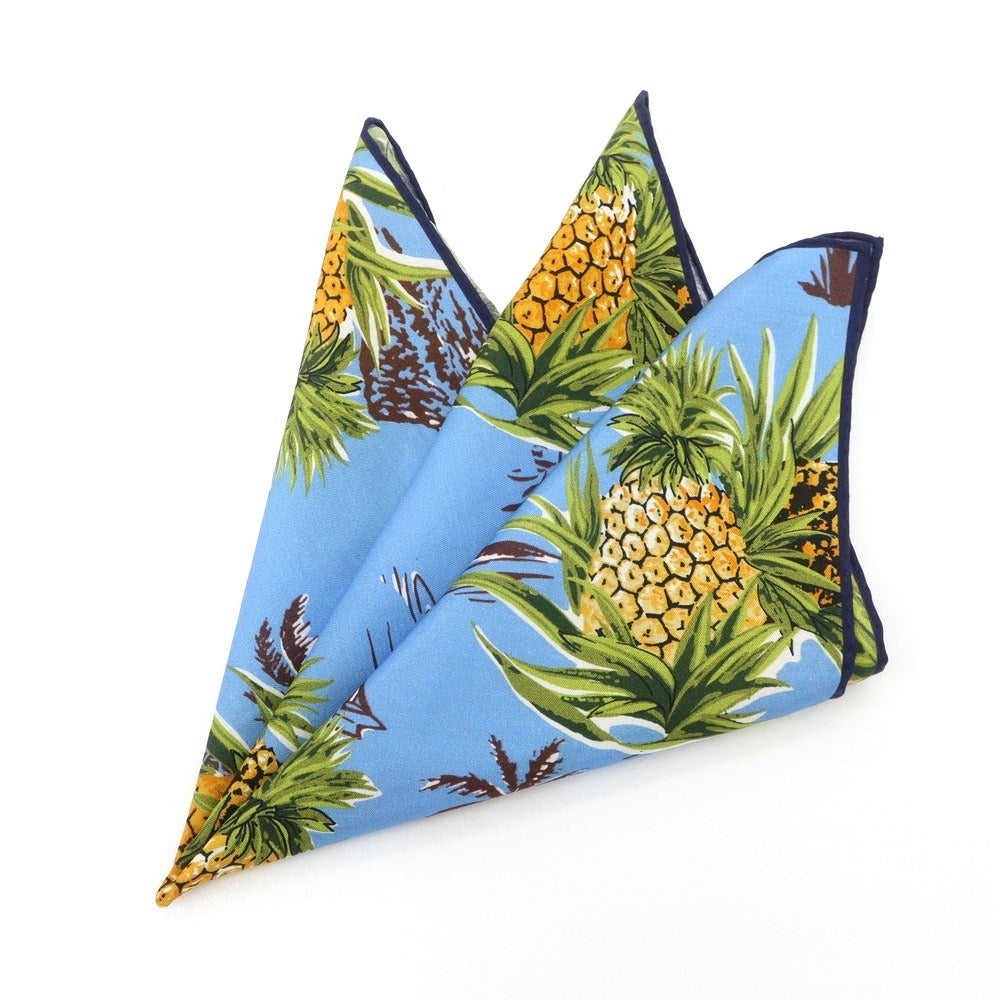 【中古】シーワード& スターン seaward&stearn コットンシルク ポケットチーフ ライトブルーxブラウン【 状態ランクB 】【 メンズ 】