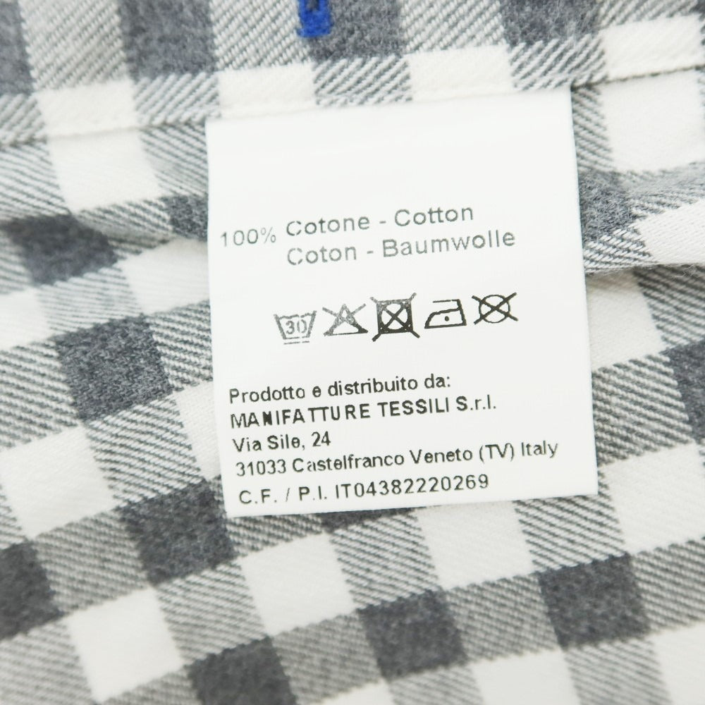 【中古】オリアン ORIAN コットン ギンガムチェック セミワイドカラー シャツ グレーxホワイト【 38 】【 状態ランクC 】【 メンズ 】