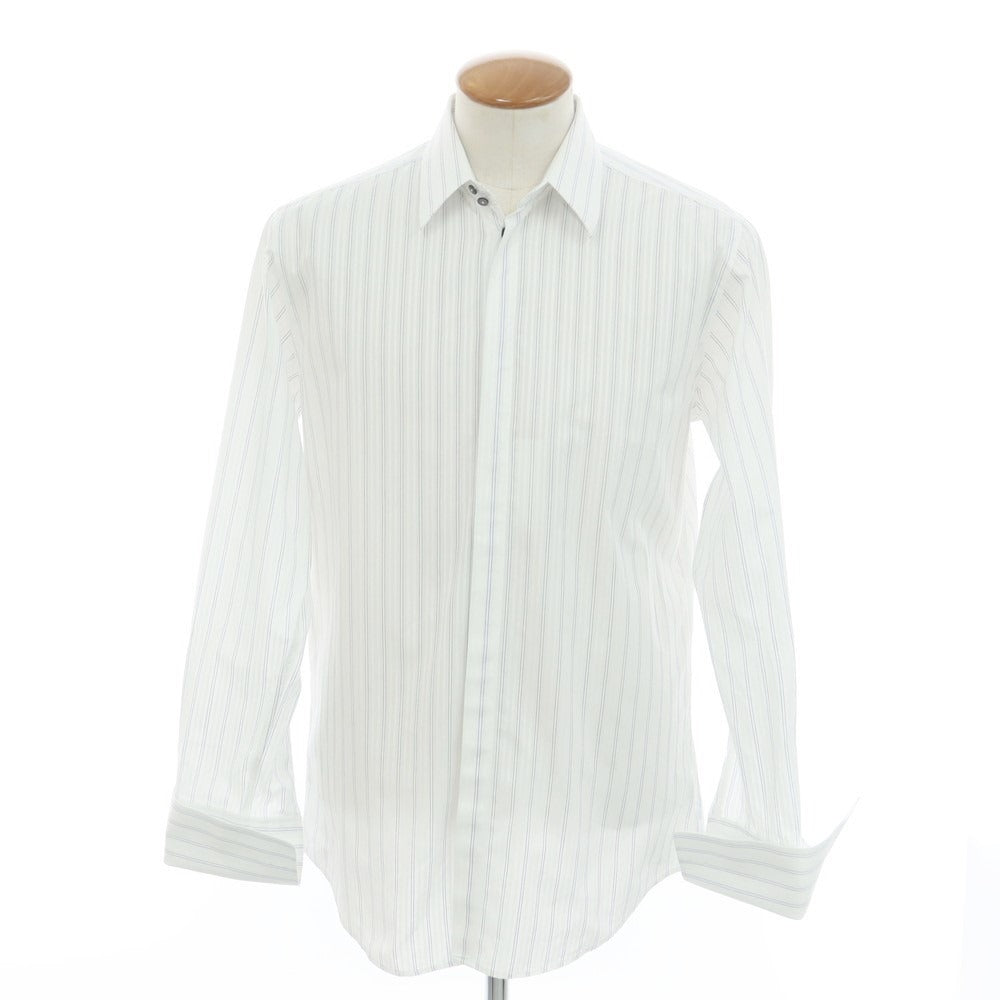 【中古】ドルチェアンドガッバーナ DOLCE&GABBANA コットン ストライプ ドレスシャツ ホワイトxブルー【 39 】【 状態ランクC 】【 メンズ 】