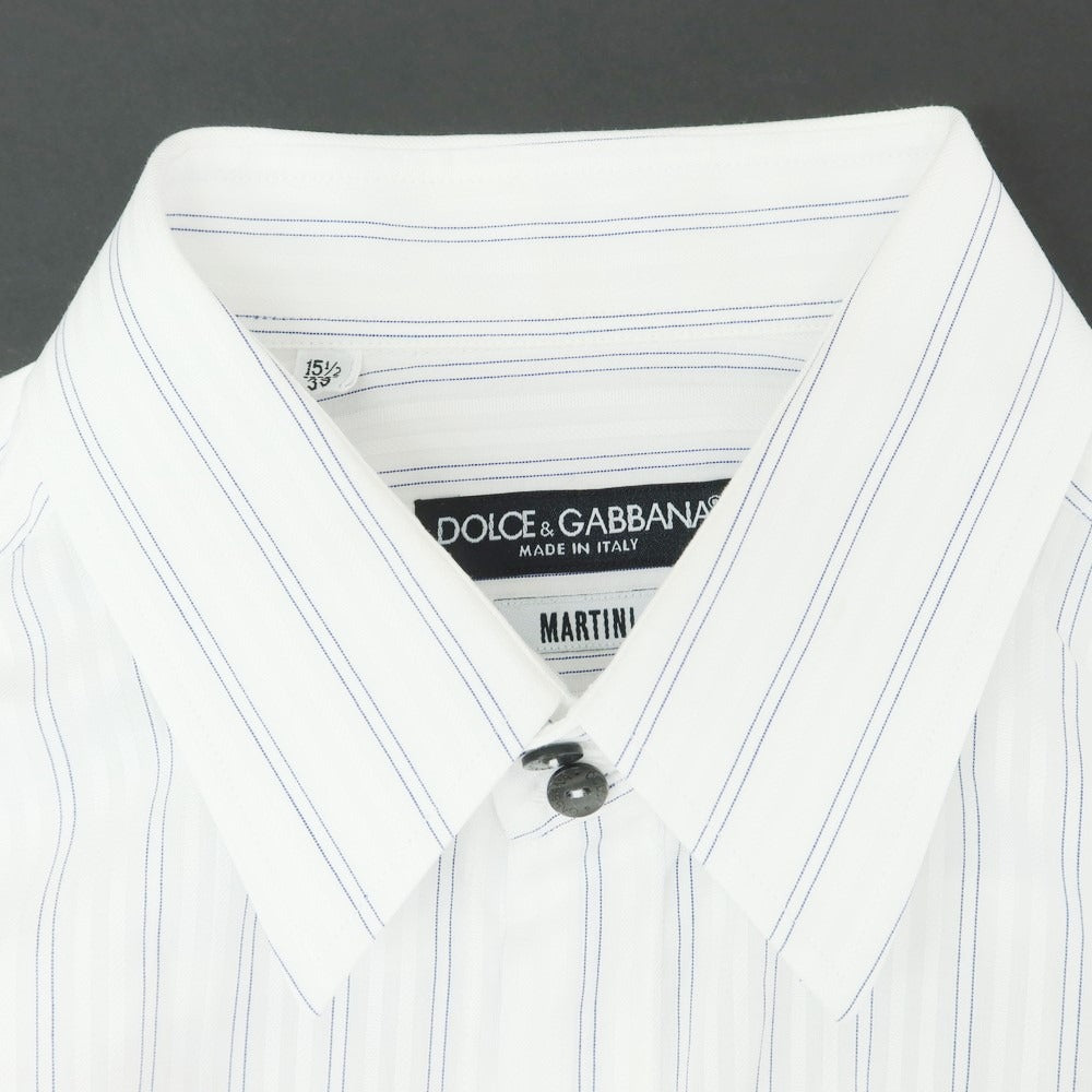 【中古】ドルチェアンドガッバーナ DOLCE&GABBANA コットン ストライプ ドレスシャツ ホワイトxブルー【 39 】【 状態ランクC 】【 メンズ 】