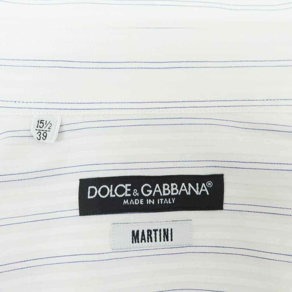 【中古】ドルチェアンドガッバーナ DOLCE&GABBANA コットン ストライプ ドレスシャツ ホワイトxブルー【 39 】【 状態ランクC 】【 メンズ 】