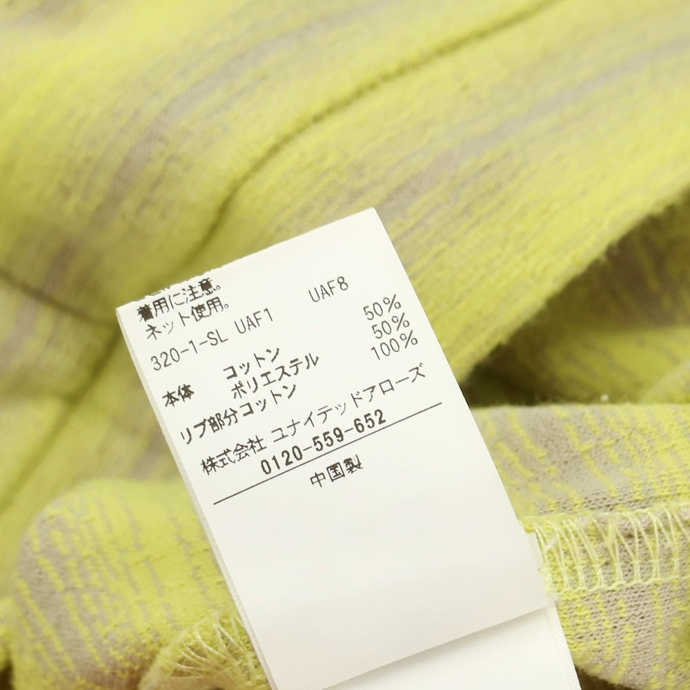 【中古】ユナイテッドアローズ UNITED ARROWS コットンポリエステル オンブレ ボーダー クルーネック 半袖Tシャツ イエローxグレージュ系【 M 】【 状態ランクB 】【 メンズ 】