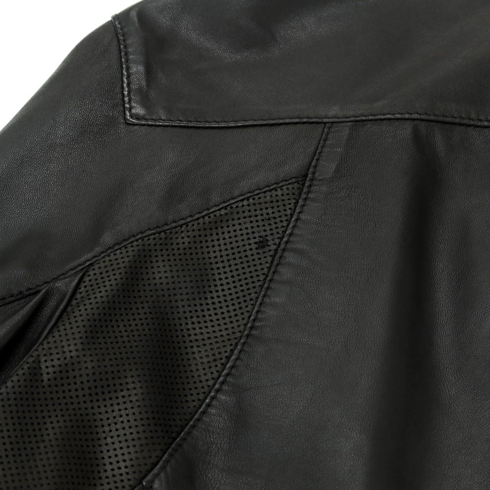 【中古】ヒューゴボス HUGO BOSS ラムレザー ジップアップ レザーブルゾン ブラック【 54 】【 状態ランクB 】【 メンズ 】