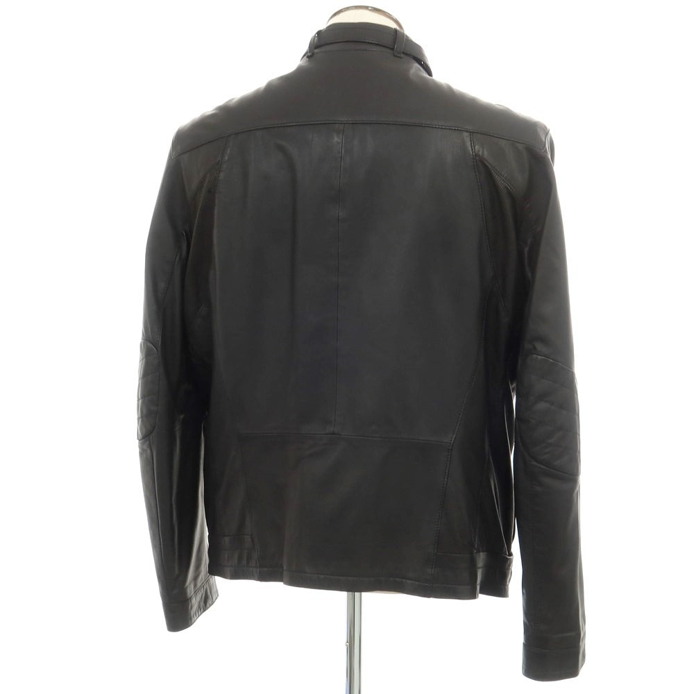 【中古】ヒューゴボス HUGO BOSS ラムレザー ジップアップ レザーブルゾン ブラック【 54 】【 状態ランクB 】【 メンズ 】