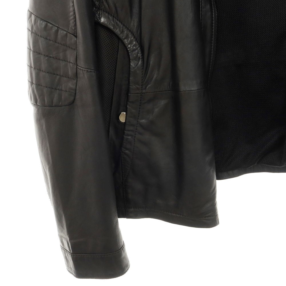 【中古】ヒューゴボス HUGO BOSS ラムレザー ジップアップ レザーブルゾン ブラック【 54 】【 状態ランクB 】【 メンズ 】