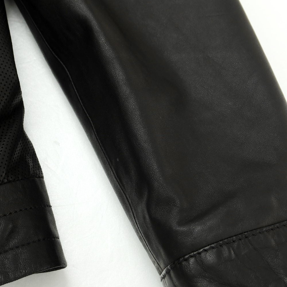 【中古】ヒューゴボス HUGO BOSS ラムレザー ジップアップ レザーブルゾン ブラック【 54 】【 状態ランクB 】【 メンズ 】