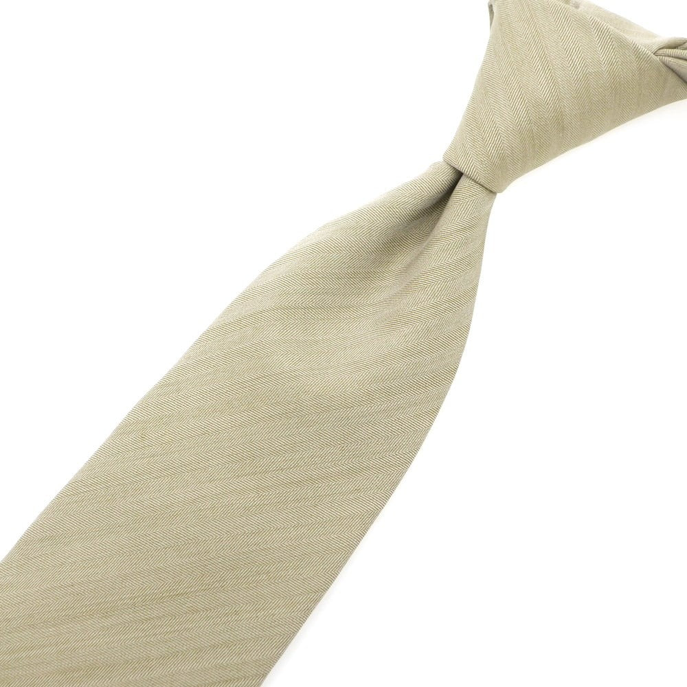【新品】アーディーアンドシー AD&C 1956 ヘリンボーン織 ウールシルク 無地ネクタイ カーキベージュ【 状態ランクN 】【 メンズ 】