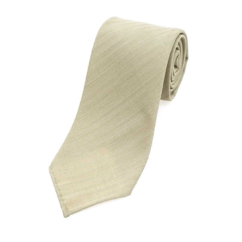 【新品】アーディーアンドシー AD&C 1956 ヘリンボーン織 ウールシルク 無地ネクタイ カーキベージュ【 状態ランクN 】【 メンズ 】