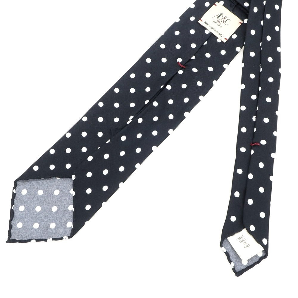 【新品】アーディーアンドシー AD&C 1956 シルク ドット柄ネクタイ ブラックxホワイト【 状態ランクN 】【 メンズ 】
