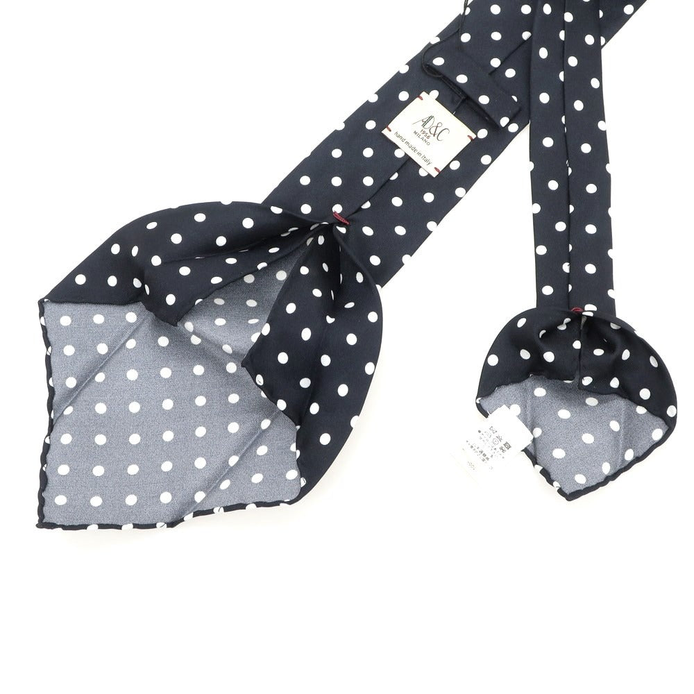 【新品】アーディーアンドシー AD&C 1956 シルク ドット柄ネクタイ ブラックxホワイト【 状態ランクN 】【 メンズ 】