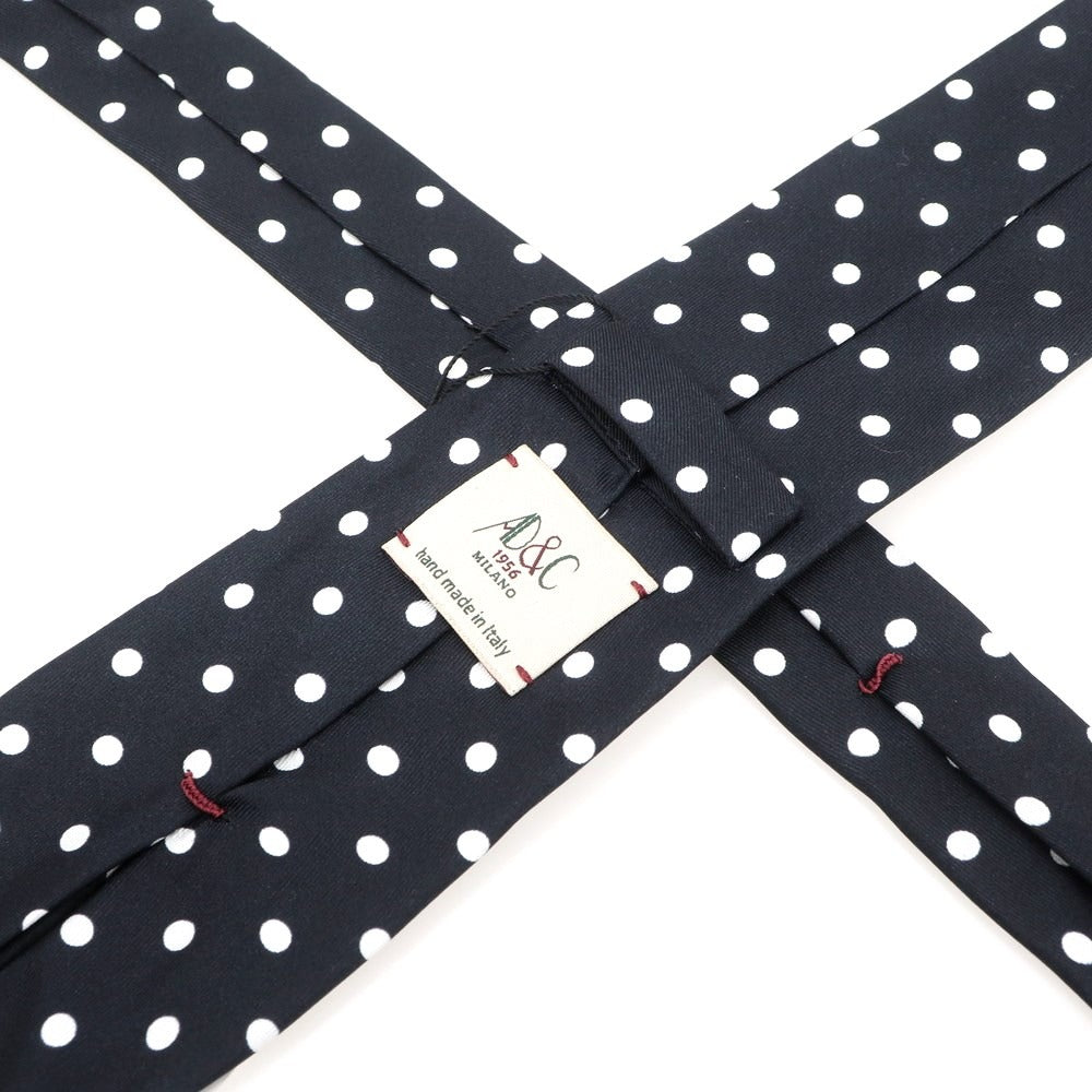 【新品】アーディーアンドシー AD&C 1956 シルク ドット柄ネクタイ ブラックxホワイト【 状態ランクN 】【 メンズ 】