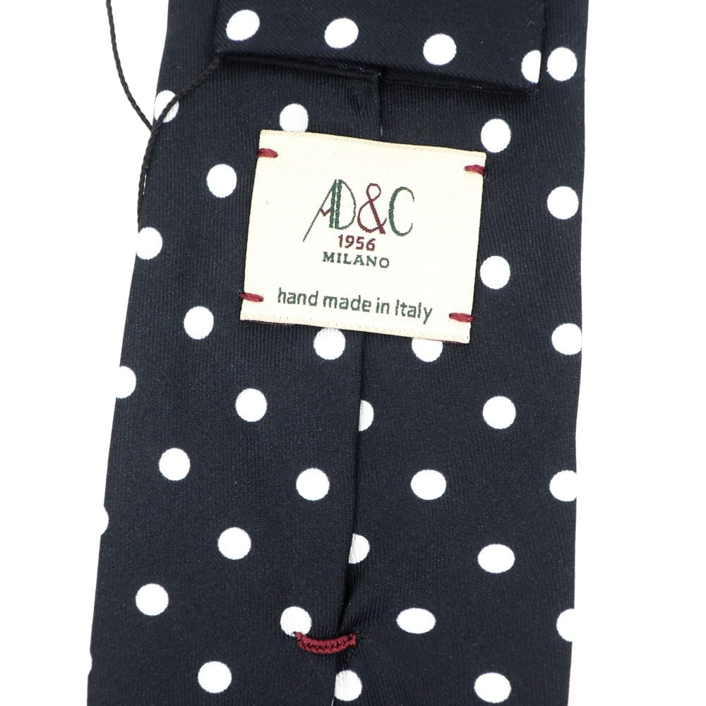 【新品】アーディーアンドシー AD&C 1956 シルク ドット柄ネクタイ ブラックxホワイト【 状態ランクN 】【 メンズ 】