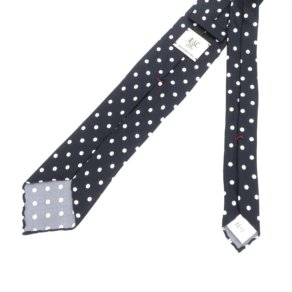 【新品】アーディーアンドシー AD&C 1956 シルク ドット柄ネクタイ ブラックxホワイト【 状態ランクN 】【 メンズ 】