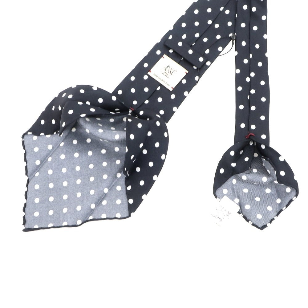 【新品】アーディーアンドシー AD&C 1956 シルク ドット柄ネクタイ ブラックxホワイト【 状態ランクN 】【 メンズ 】