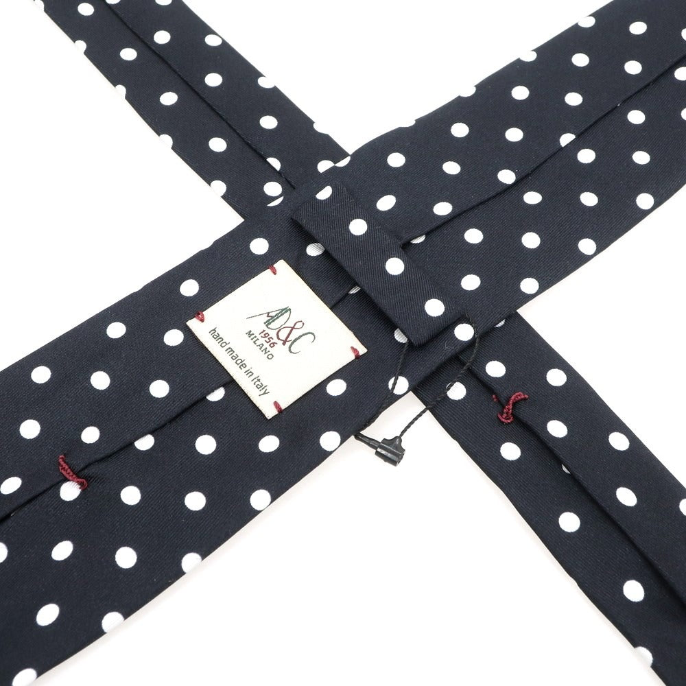 【新品】アーディーアンドシー AD&C 1956 シルク ドット柄ネクタイ ブラックxホワイト【 状態ランクN 】【 メンズ 】