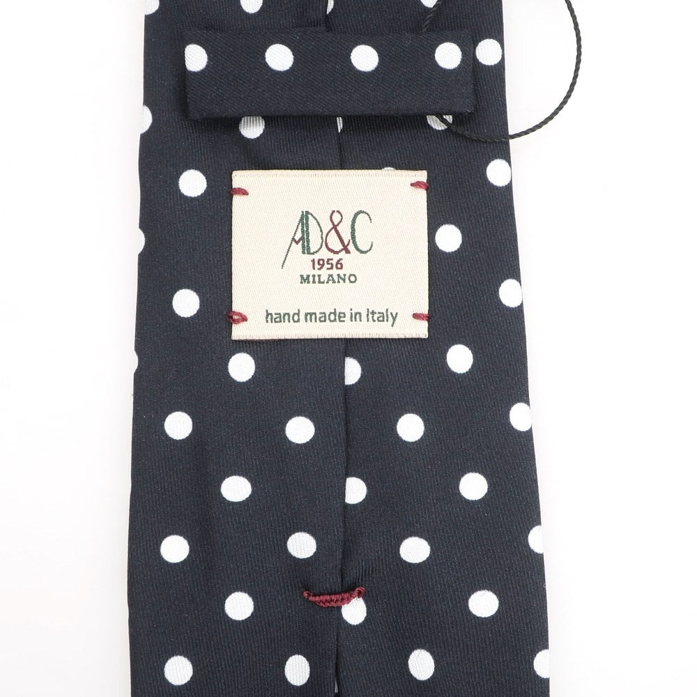 【新品】アーディーアンドシー AD&C 1956 シルク ドット柄ネクタイ ブラックxホワイト【 状態ランクN 】【 メンズ 】