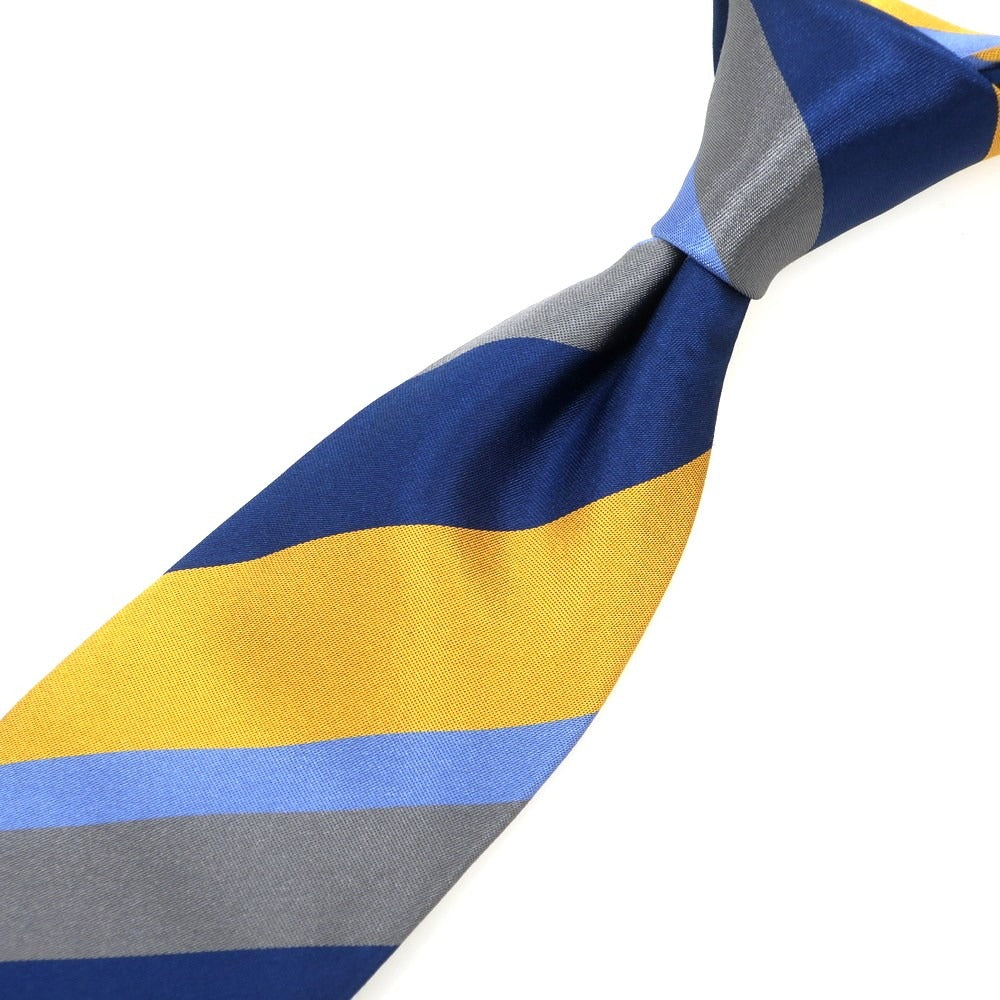 【新品】アーディーアンドシー AD&C 1956 シルク ストライプ柄ネクタイ ネイビーxイエロー【 状態ランクN 】【 メンズ 】