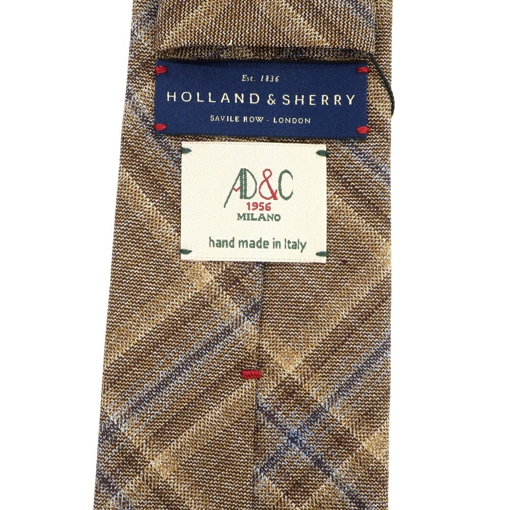 【新品】アーディーアンドシー AD&C 1956 ウール チェック柄ネクタイ ブラウンxネイビー【 状態ランクN 】【 メンズ 】