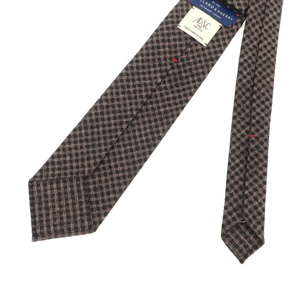 【新品】アーディーアンドシー AD&C 1956 ウールコットン チェック柄ネクタイ ダークブラウンxブラウン【 状態ランクN 】【 メンズ 】