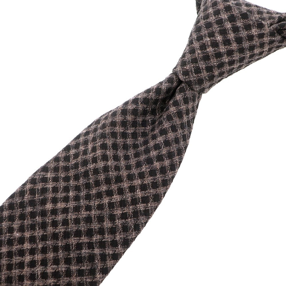 【新品】アーディーアンドシー AD&C 1956 ウールコットン チェック柄ネクタイ ダークブラウンxブラウン【 状態ランクN 】【 メンズ 】