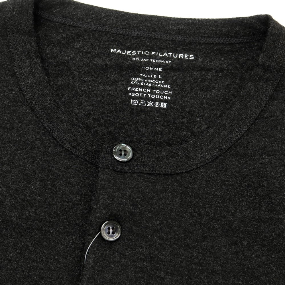 【新品】マジェスティック フィラチュール オム MAJESTIC FILATURES HOMME ストレッチレーヨン ヘンリーネック 長袖Tシャツ ダークグレー【サイズL】【GRY】【A/W】【状態ランクN】【メンズ】