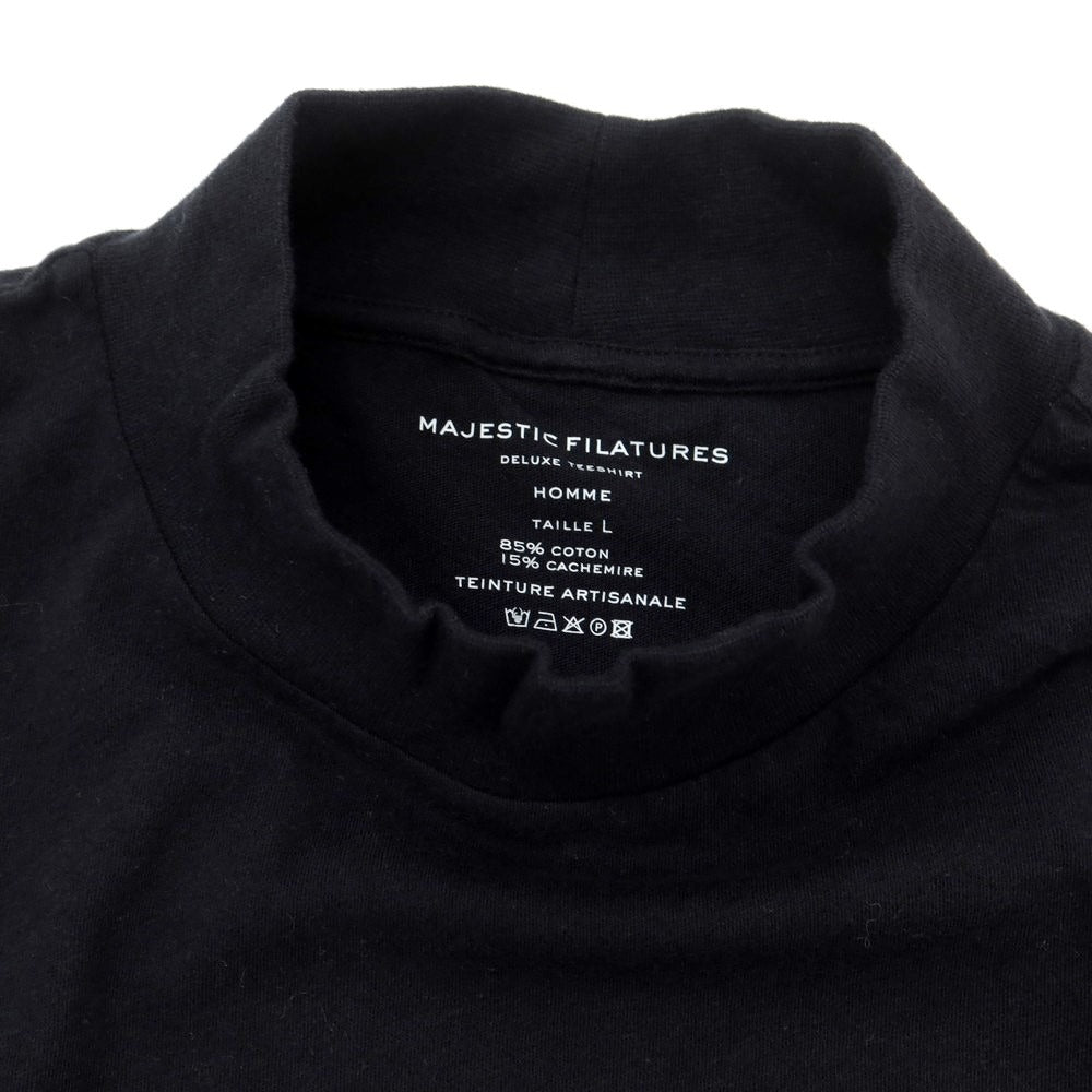 【新品】マジェスティック フィラチュール オム MAJESTIC FILATURES HOMME コットンカシミヤ ハイネック 長袖Tシャツ ブラック【サイズL】【BLK】【S/S/A/W】【状態ランクN】【メンズ】