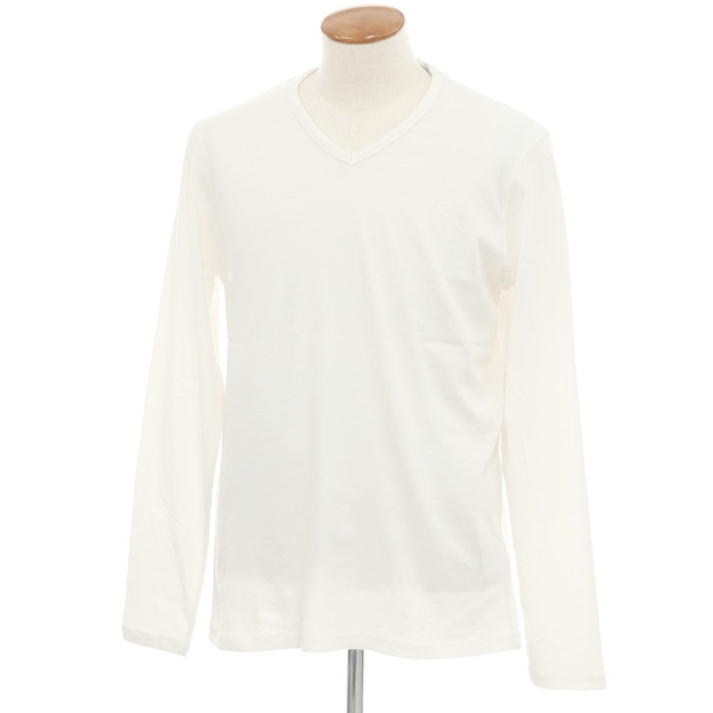 【新品】マジェスティック フィラチュール オム MAJESTIC FILATURES HOMME コットンカシミヤ Vネック 長袖Tシャツ オフホワイト【サイズM】【WHT】【S/S/A/W】【状態ランクN】【メンズ】