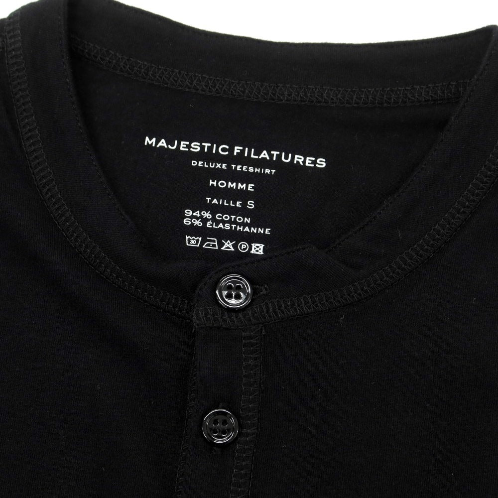 【新品】マジェスティック フィラチュール オム MAJESTIC FILATURES HOMME コットン ヘンリーネック 長袖Tシャツ ブラック【サイズS】【BLK】【S/S/A/W】【状態ランクN】【メンズ】