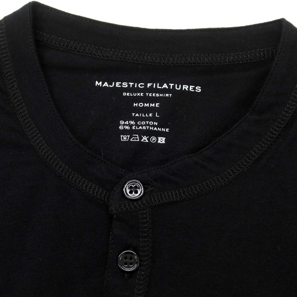 【新品】マジェスティック フィラチュール オム MAJESTIC FILATURES HOMME コットン ヘンリーネック 長袖Tシャツ ブラック【サイズL】【BLK】【S/S/A/W】【状態ランクN】【メンズ】