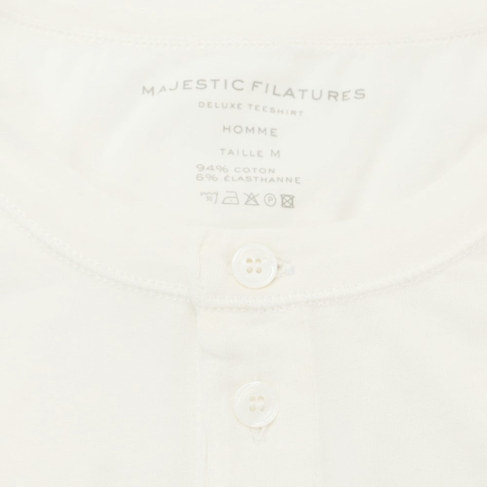 【新品アウトレット】マジェスティック フィラチュール オム MAJESTIC FILATURES HOMME コットン ヘンリーネック 長袖Tシャツ ホワイト【サイズM】【WHT】【S/S/A/W】【状態ランクN-】【メンズ】