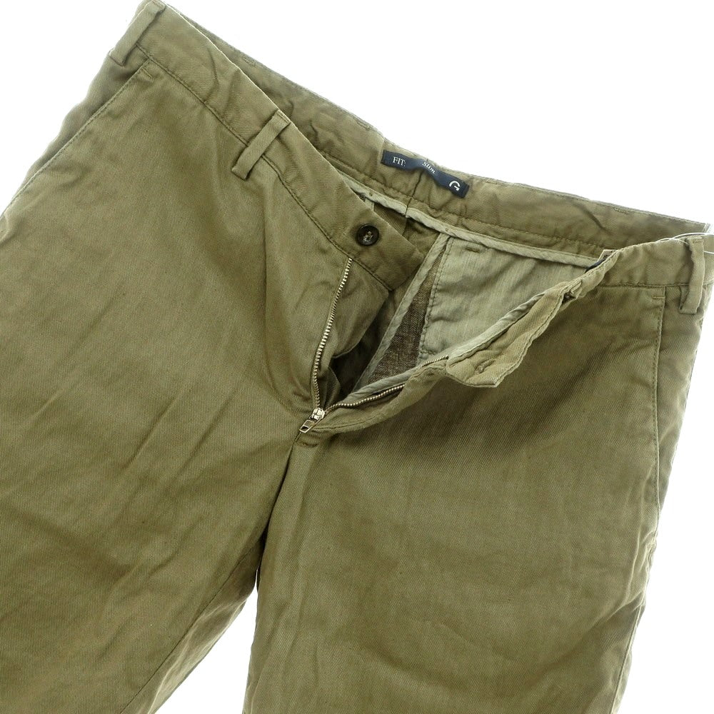 【中古】ジェルマーノ GERMANO ストレッチリネンコットン ショートパンツ オリーブ【 48 】【 状態ランクC 】【 メンズ 】