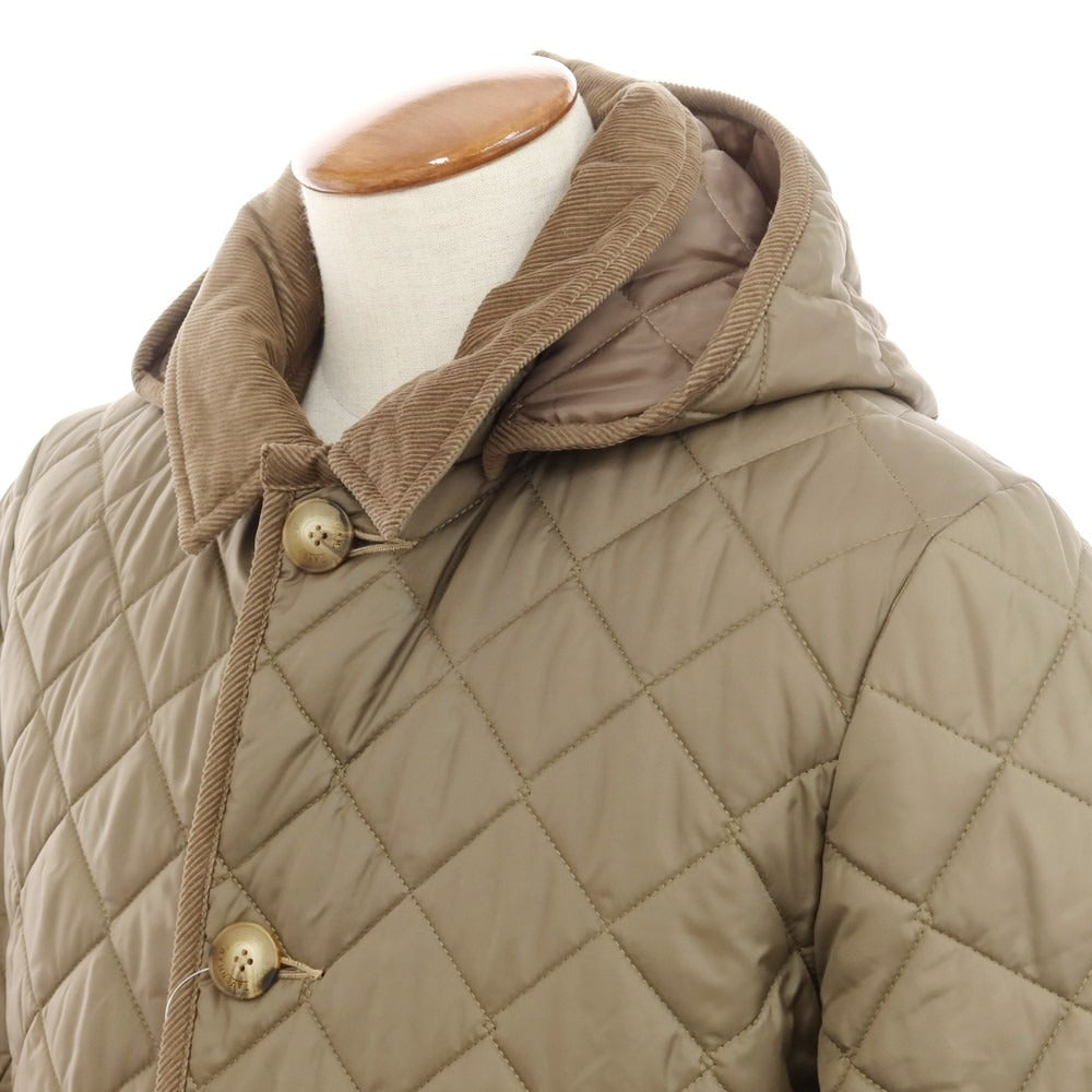 【中古】ラベンハム LAVENHAM ポリエステル フード付き キルティングブルゾン カーキ【 M/38 】【 状態ランクB 】【 メンズ 】
