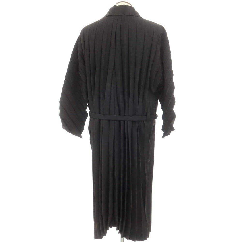 【中古】オム プリッセ イッセイミヤケ HOMME PLISSE ISSEY MIYAKE 2024年秋冬 プリーツ ガウンコート ブラック【 表記なし(L位) 】【 状態ランクB 】【 メンズ 】