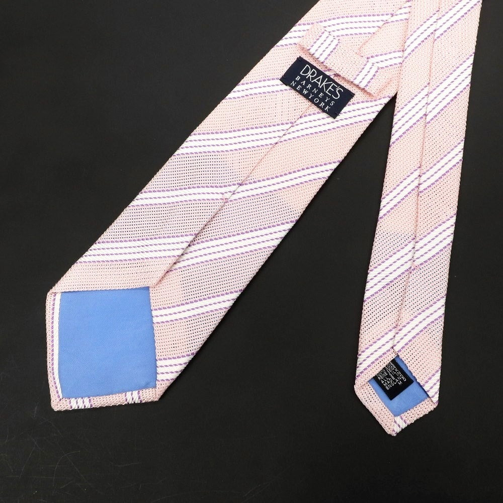 【中古】ドレイクス DRAKES シルク ストライプ柄ネクタイ ピンクxパープル【PNK】【S/S/A/W】【状態ランクB】【メンズ】
