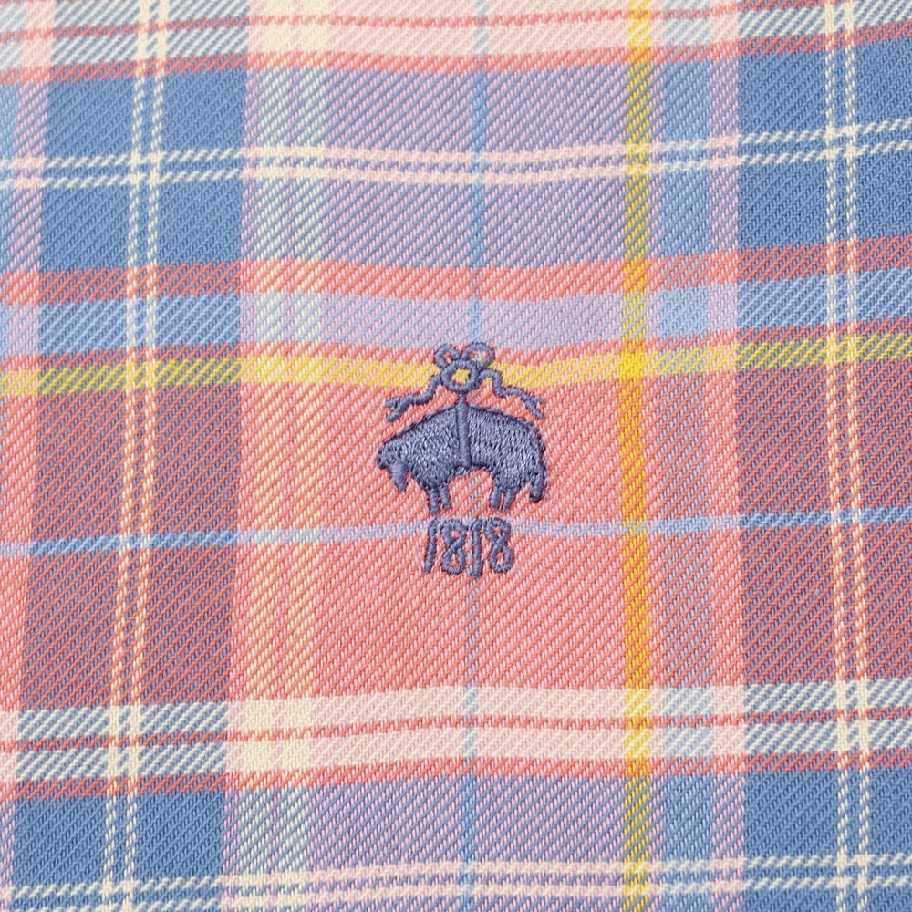 【中古】【未使用】ブルックスブラザーズ Brooks Brothers コットン チェック シャツ ピンクxライトブルー【 M 】【 状態ランクS 】【 メンズ 】