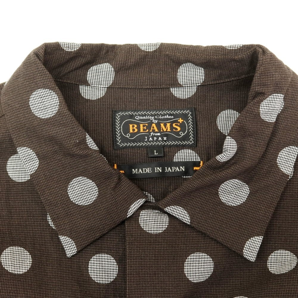 【中古】ビームスプラス BEAMS PLUS 2024年秋冬 コットン オープンカラー カジュアルシャツ ダークブラウンxホワイト【 L 】【 状態ランクB 】【 メンズ 】