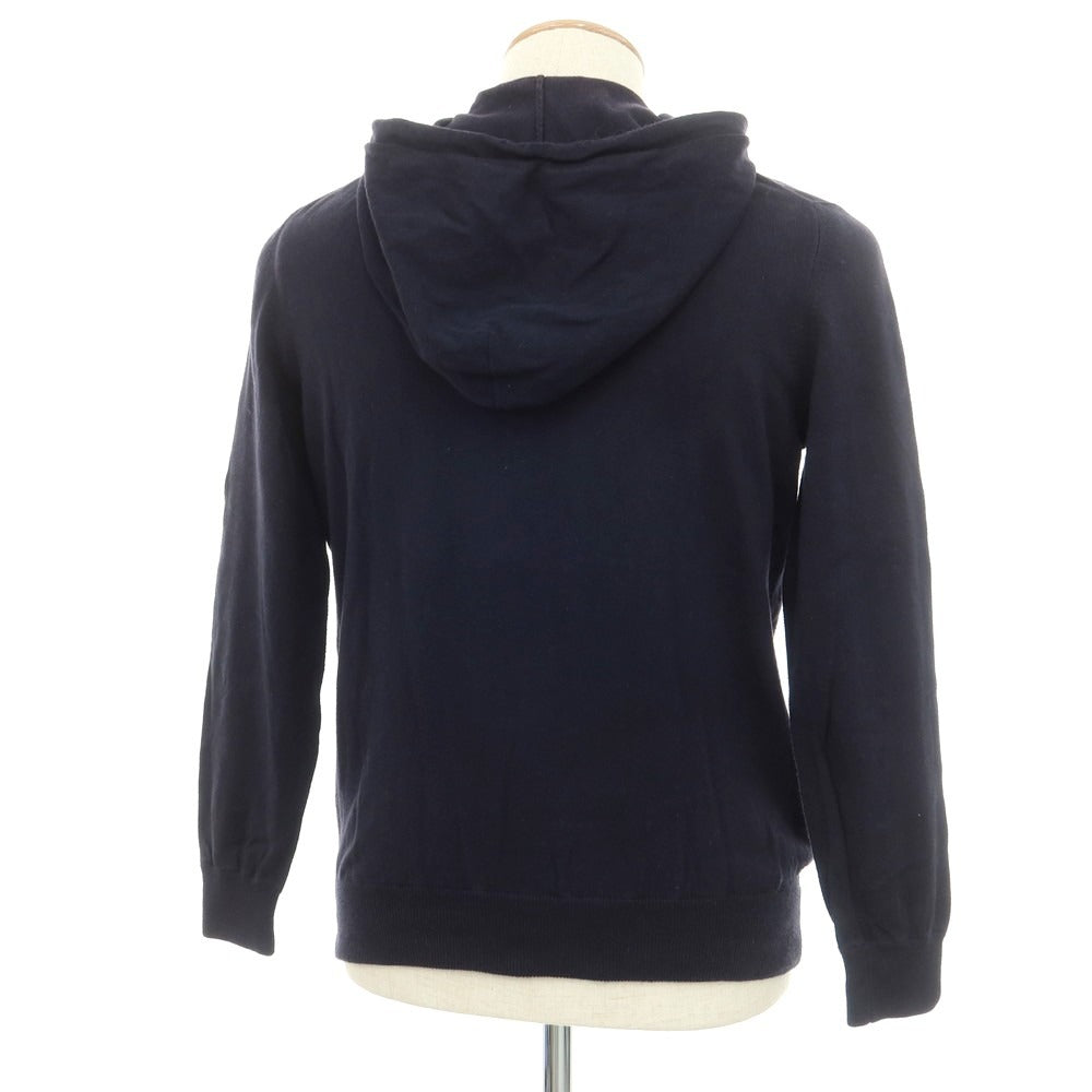 【中古】セッテフィーリ カシミア Settefili Cashmere ハイゲージ コットン ダブルジップ ニット パーカー ネイビー【 44 】【 状態ランクD 】【 メンズ 】