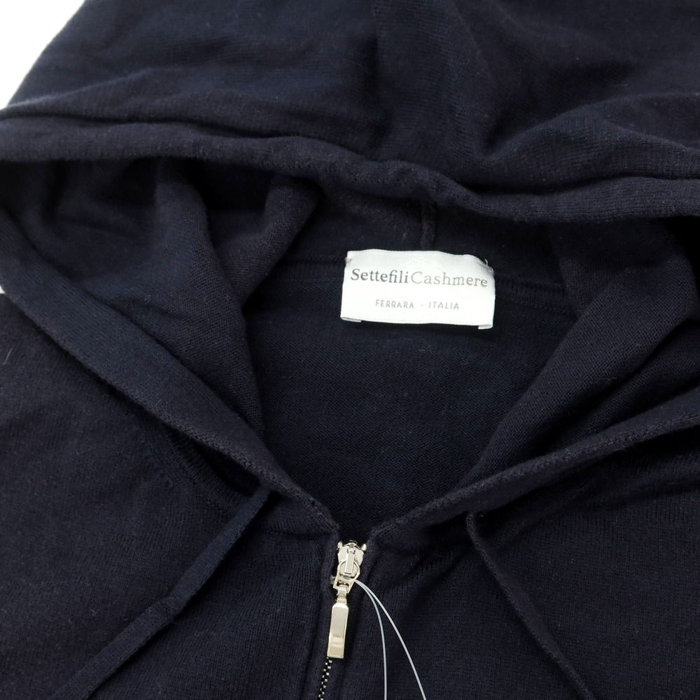 【中古】セッテフィーリ カシミア Settefili Cashmere ハイゲージ コットン ダブルジップ ニット パーカー ネイビー【 44 】【 状態ランクD 】【 メンズ 】