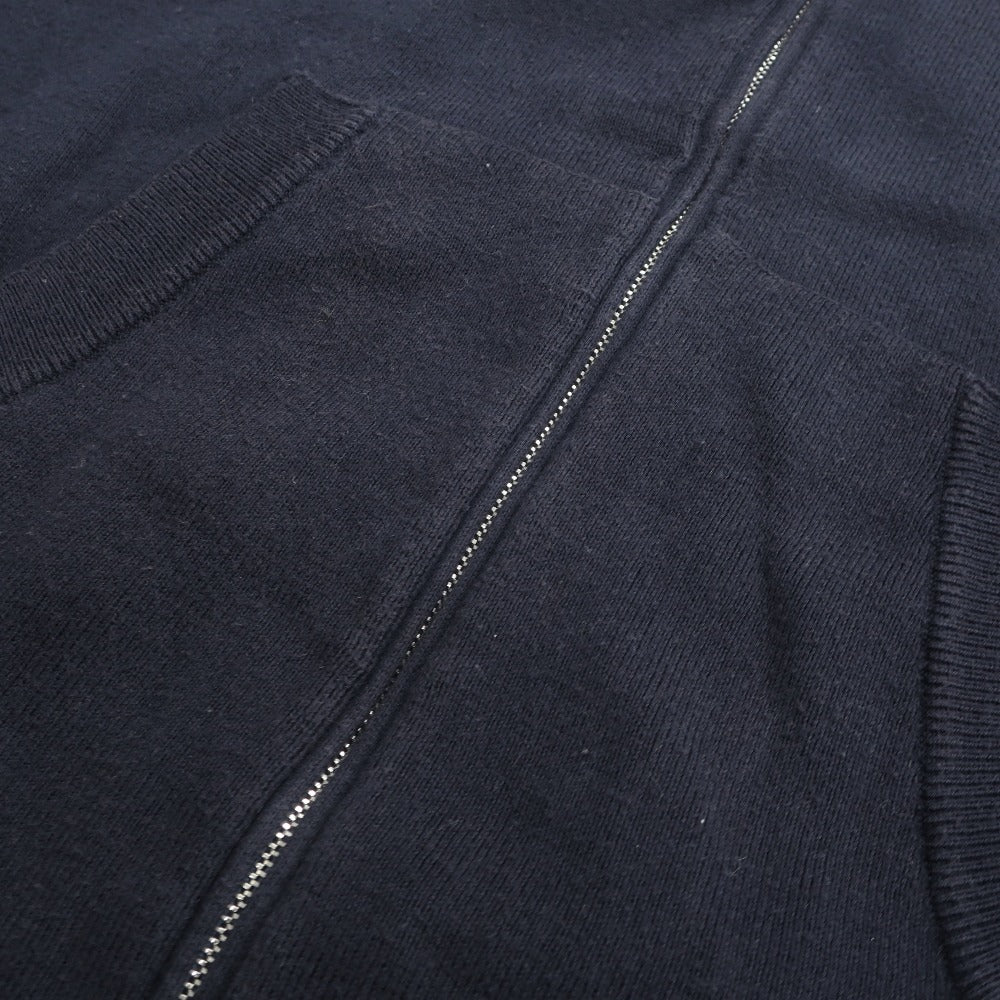 【中古】セッテフィーリ カシミア Settefili Cashmere ハイゲージ コットン ダブルジップ ニット パーカー ネイビー【 44 】【 状態ランクD 】【 メンズ 】