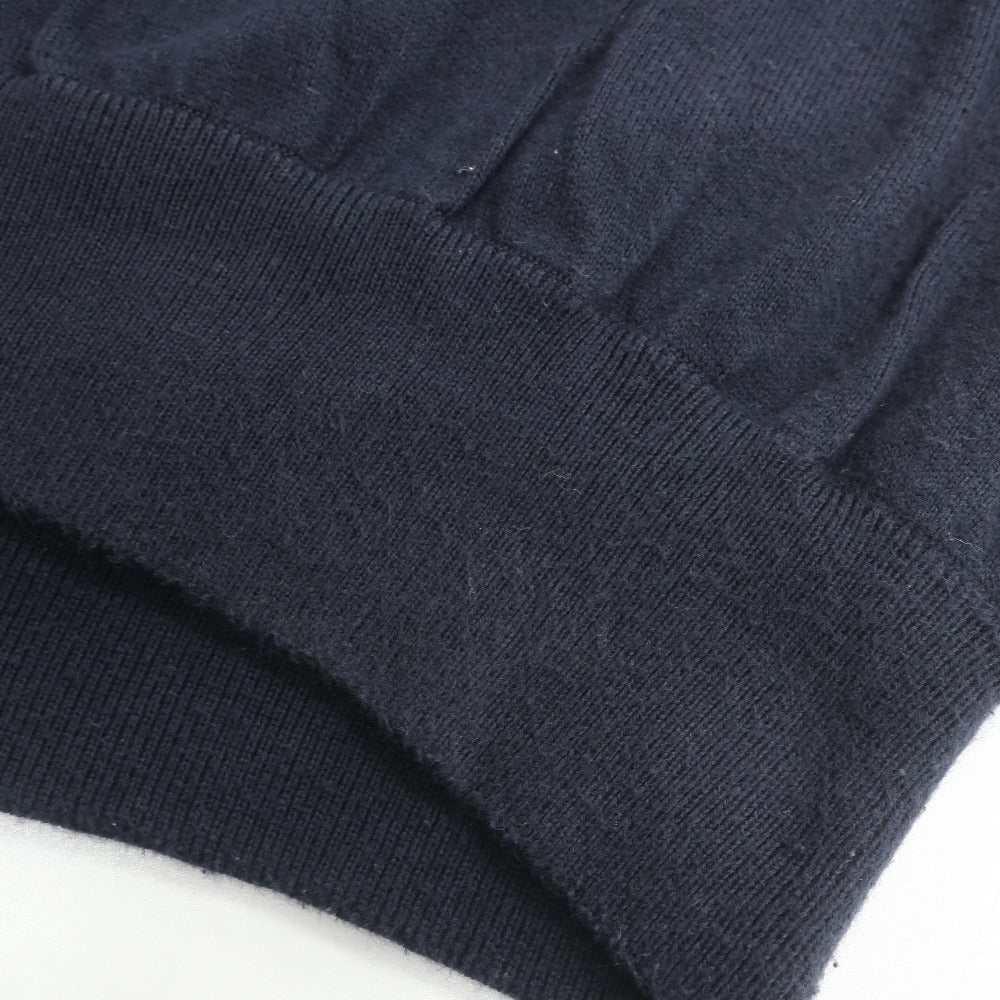 【中古】セッテフィーリ カシミア Settefili Cashmere ハイゲージ コットン ダブルジップ ニット パーカー ネイビー【 44 】【 状態ランクD 】【 メンズ 】